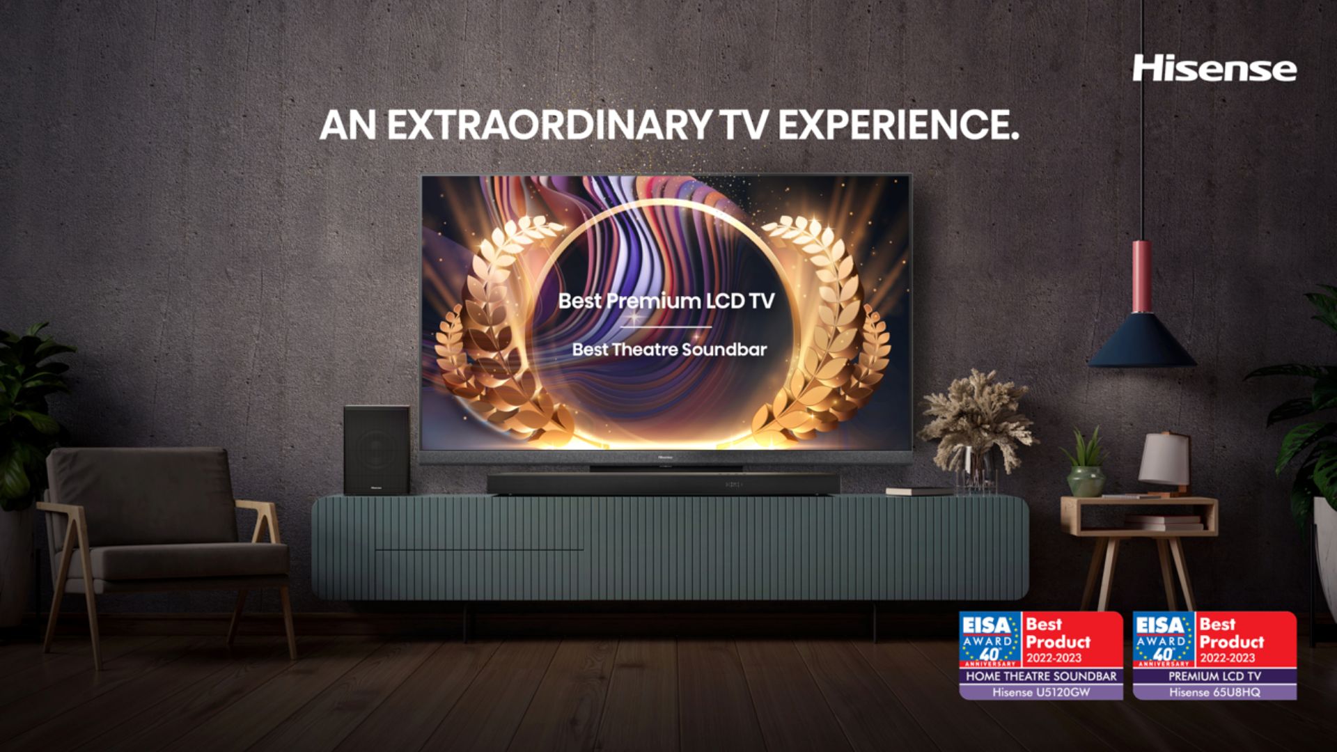 EISA 2022: Hisense. Premiati TV 65U8HQ e soundbar U5120GW