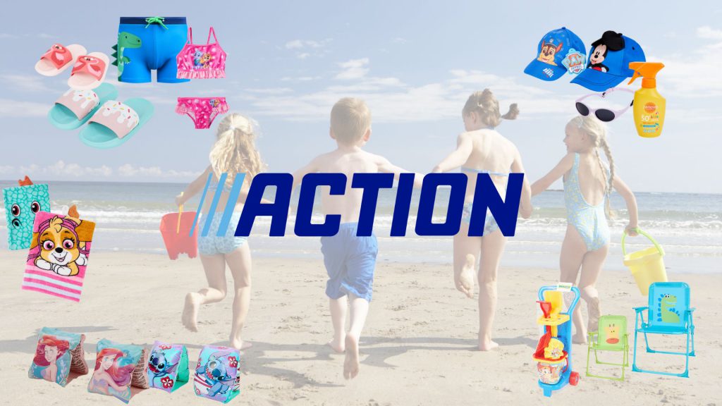 Action propone i prodotti essenziali per una giornata al mare con i più piccoli