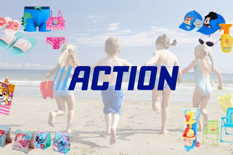 Action propone i prodotti essenziali per una giornata al mare con i più piccoli